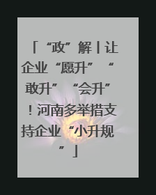 “政”解丨让企业“愿升”“敢升”“会升”！河南多举措支持企业“小升规”