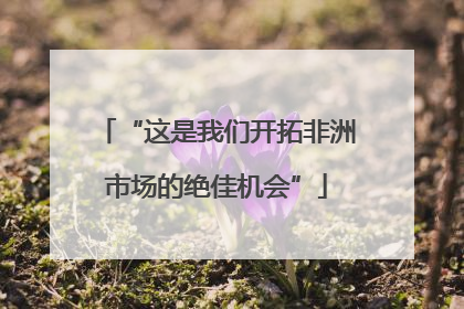 “这是我们开拓非洲市场的绝佳机会”