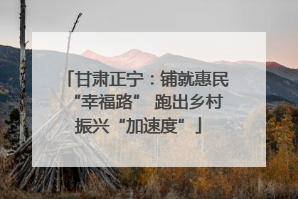 甘肃正宁：铺就惠民“幸福路” 跑出乡村振兴“加速度”