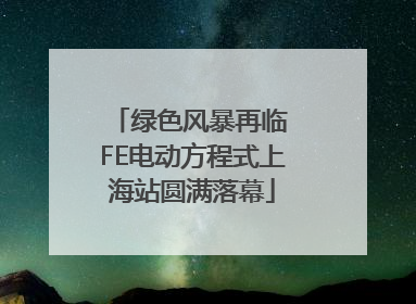 绿色风暴再临 FE电动方程式上海站圆满落幕