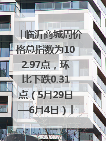 临沂商城周价格总指数为102.97点，环比下跌0.31点（5月29日—6月4日）