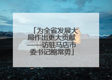 为全省发展大局作出更大贡献——访驻马店市委书记鲍常勇
