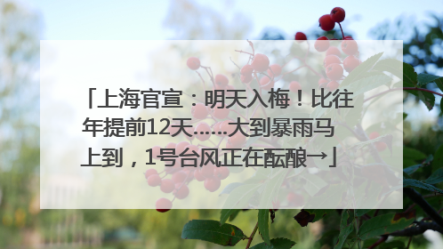 上海官宣：明天入梅！比往年提前12天……大到暴雨马上到，1号台风正在酝酿→
