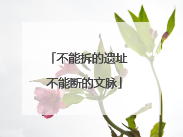 不能拆的遗址 不能断的文脉