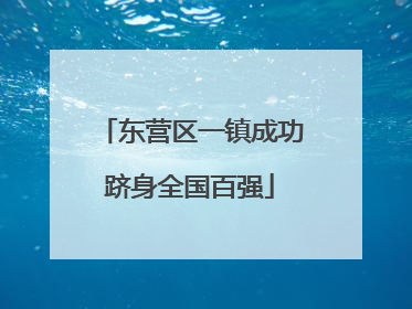 东营区一镇成功跻身全国百强