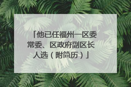 他已任福州一区委常委、区政府副区长人选（附简历）