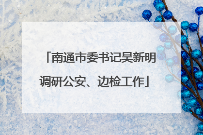 南通市委书记吴新明调研公安、边检工作