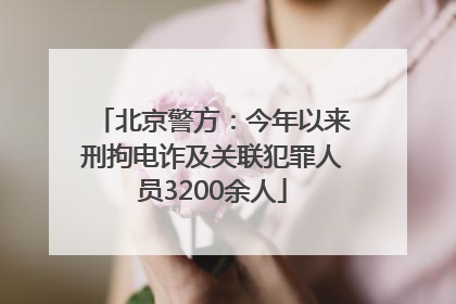 北京警方：今年以来刑拘电诈及关联犯罪人员3200余人
