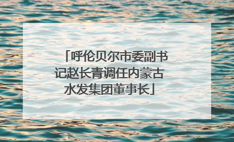 呼伦贝尔市委副书记赵长青调任内蒙古水发集团董事长