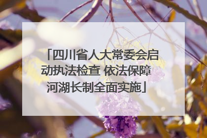 四川省人大常委会启动执法检查 依法保障河湖长制全面实施