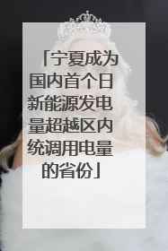 宁夏成为国内首个日新能源发电量超越区内统调用电量的省份