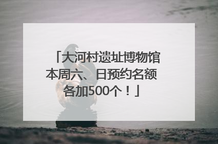 大河村遗址博物馆本周六、日预约名额各加500个！