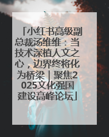 小红书高级副总裁汤维维：当技术深植人文之心，边界终将化为桥梁｜聚焦2025文化强国建设高峰论坛