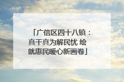 广信区四十八镇：真干真为解民忧 绘就惠民暖心新画卷