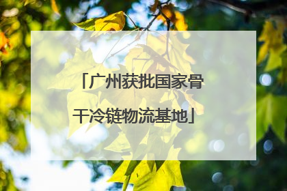 广州获批国家骨干冷链物流基地