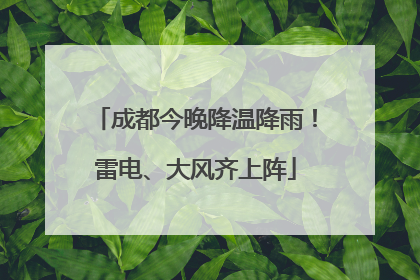 成都今晚降温降雨！雷电、大风齐上阵