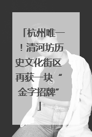 杭州唯一！清河坊历史文化街区再获一块“金字招牌”