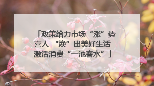 政策给力市场“涨”势喜人 “焕”出美好生活激活消费“一池春水”