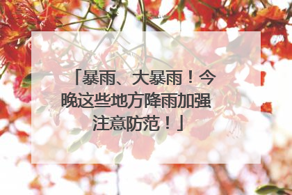 暴雨、大暴雨！今晚这些地方降雨加强 注意防范！