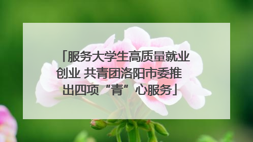 服务大学生高质量就业创业 共青团洛阳市委推出四项“青”心服务