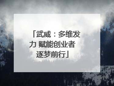 武威：多维发力 赋能创业者逐梦前行