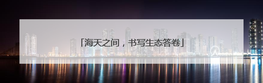 海天之间，书写生态答卷