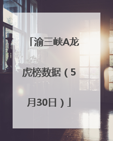 渝三峡A龙虎榜数据（5月30日）