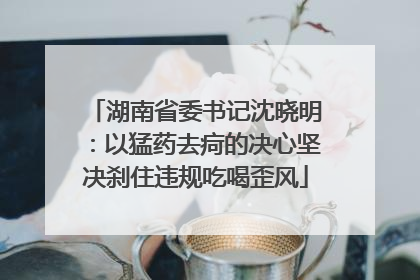 湖南省委书记沈晓明：以猛药去疴的决心坚决刹住违规吃喝歪风