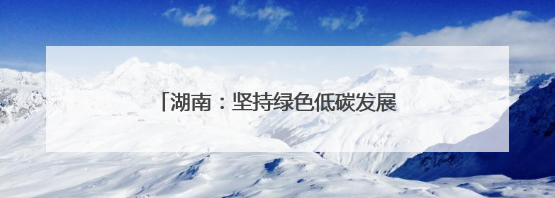 湖南：坚持绿色低碳发展 构建现代化产业体系