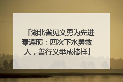 湖北省见义勇为先进秦遵照：四次下水勇救人，善行义举成榜样