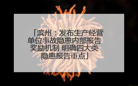 滨州：发布生产经营单位事故隐患内部报告奖励机制 明确四大类隐患报告重点