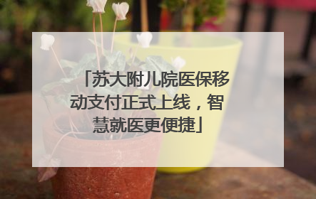苏大附儿院医保移动支付正式上线，智慧就医更便捷