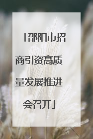 邵阳市招商引资高质量发展推进会召开