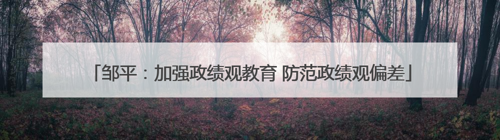 邹平：加强政绩观教育 防范政绩观偏差