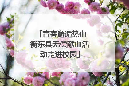 青春邂逅热血 衡东县无偿献血活动走进校园