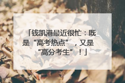 钱凯港最近很忙：既是“高考热点”，又是“高分考生”！