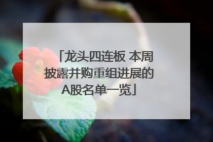 龙头四连板 本周披露并购重组进展的A股名单一览
