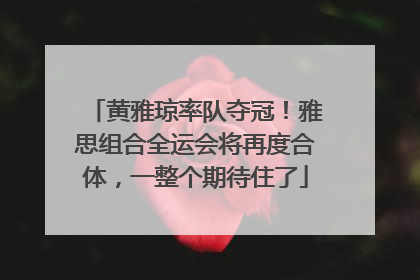 黄雅琼率队夺冠！雅思组合全运会将再度合体，一整个期待住了