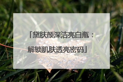 黛肤颜深洁亮白瓶：解锁肌肤透亮密码