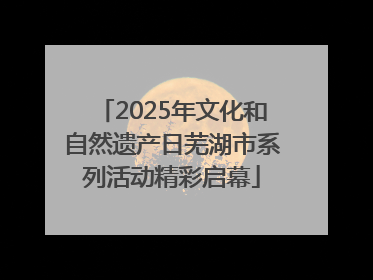 2025年文化和自然遗产日芜湖市系列活动精彩启幕